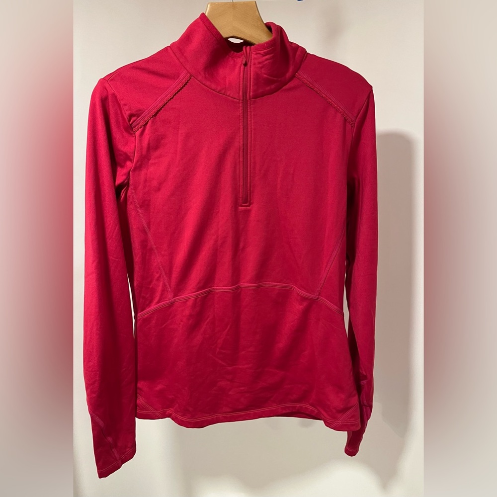 Athleta long sleeve fleece half-zip red L